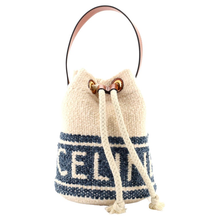 Celine Teen Drawstring Plein Soleil Bucket Bag Canvas with Leather For
