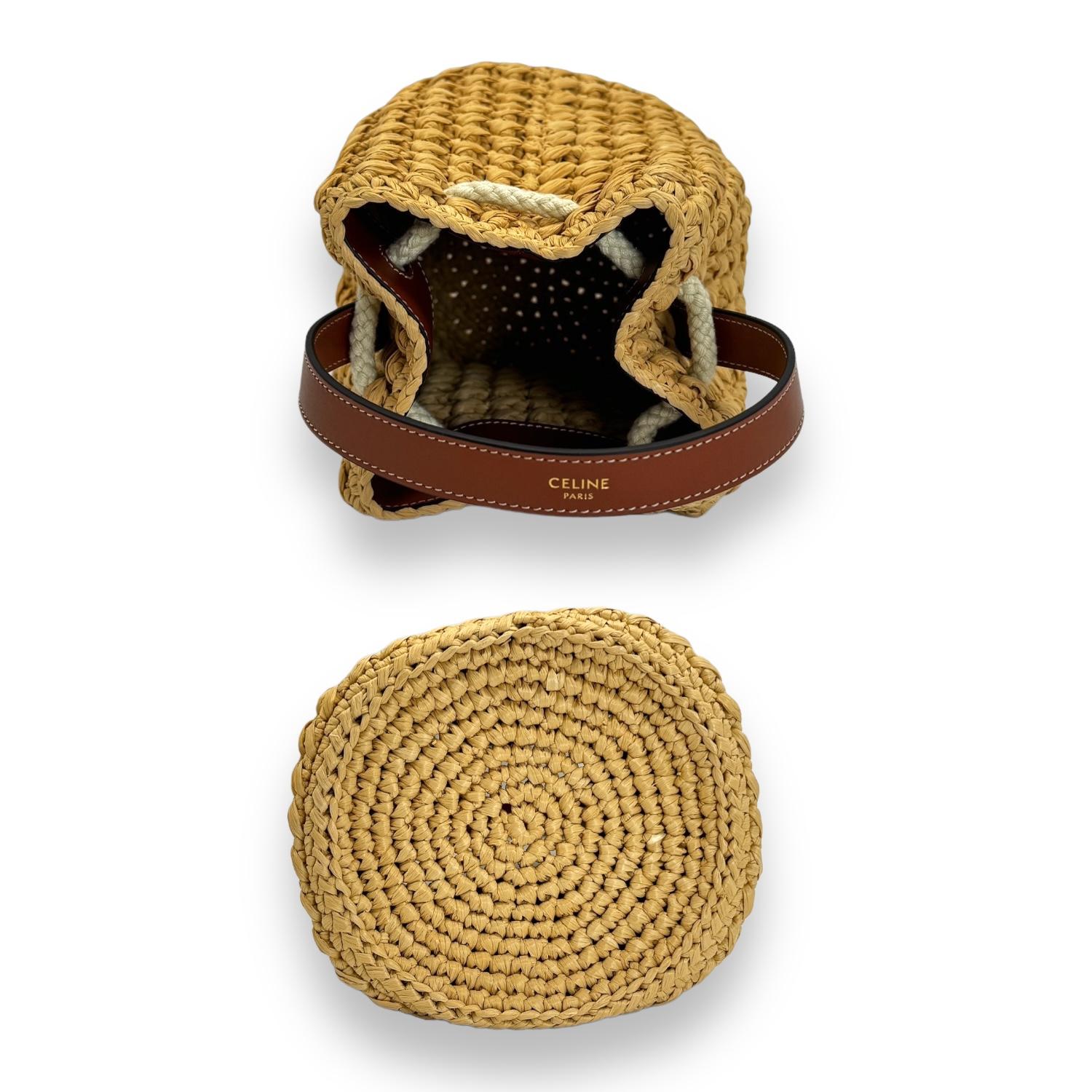 Women's Celine Teen Drawstring Raffia Bucket Bag