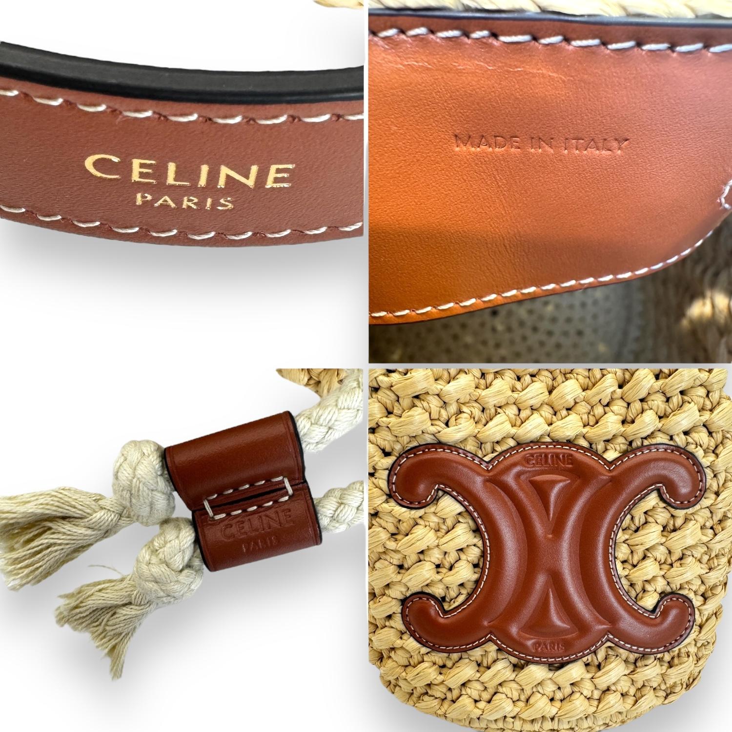 Celine Teen Drawstring Raffia Bucket Bag 2