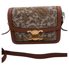 Celine Teen Triomphe Bag Paisley Embroidered Textile and Calfskin