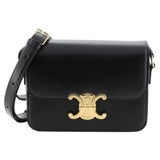 CELINE black leather and canvas TEEN TRIOMPHE Shoulder Bag at 1stDibs   celine teen triomphe, celine triomphe bag outfit, celine embroidered bag