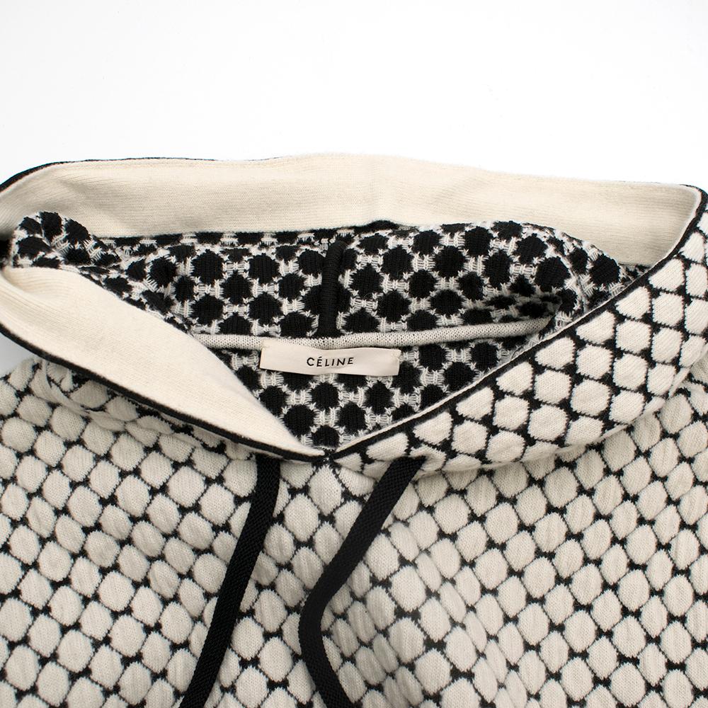 Gray Celine Textured Knit Monogram Hoodie SIZE L