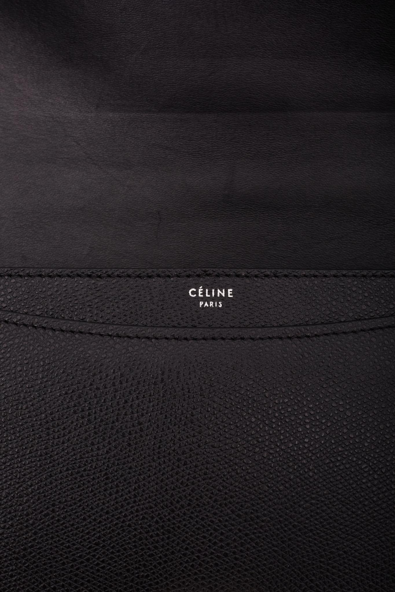 Celine Textured Leather Black Case Flap Bag Medium For Sale 6