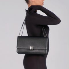 Celine Textured Leather Black Case Flap Bag Medium