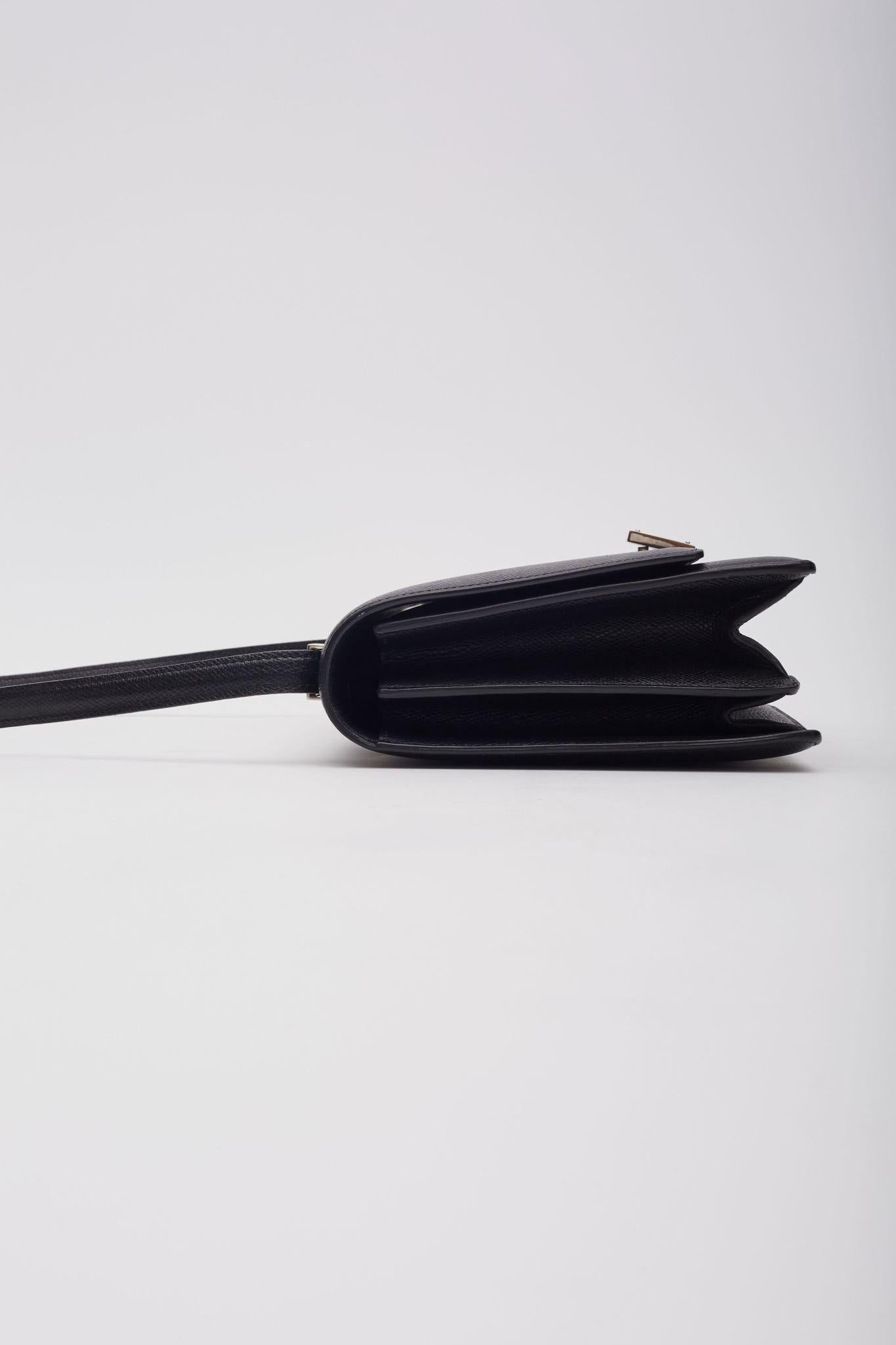 Celine Textured Leather Black Case Flap Bag Medium For Sale 1