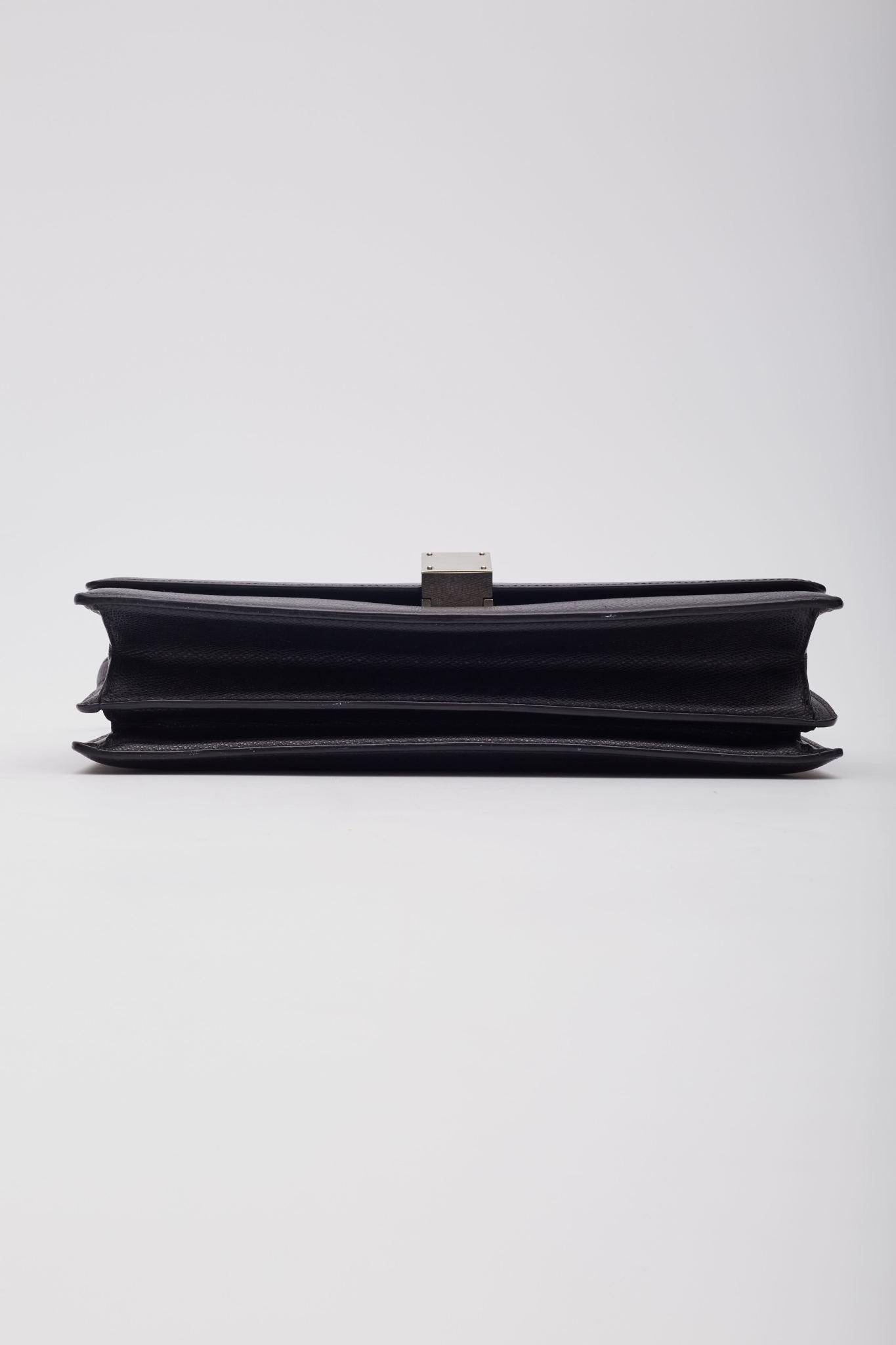 Celine Textured Leather Black Case Flap Bag Medium For Sale 3