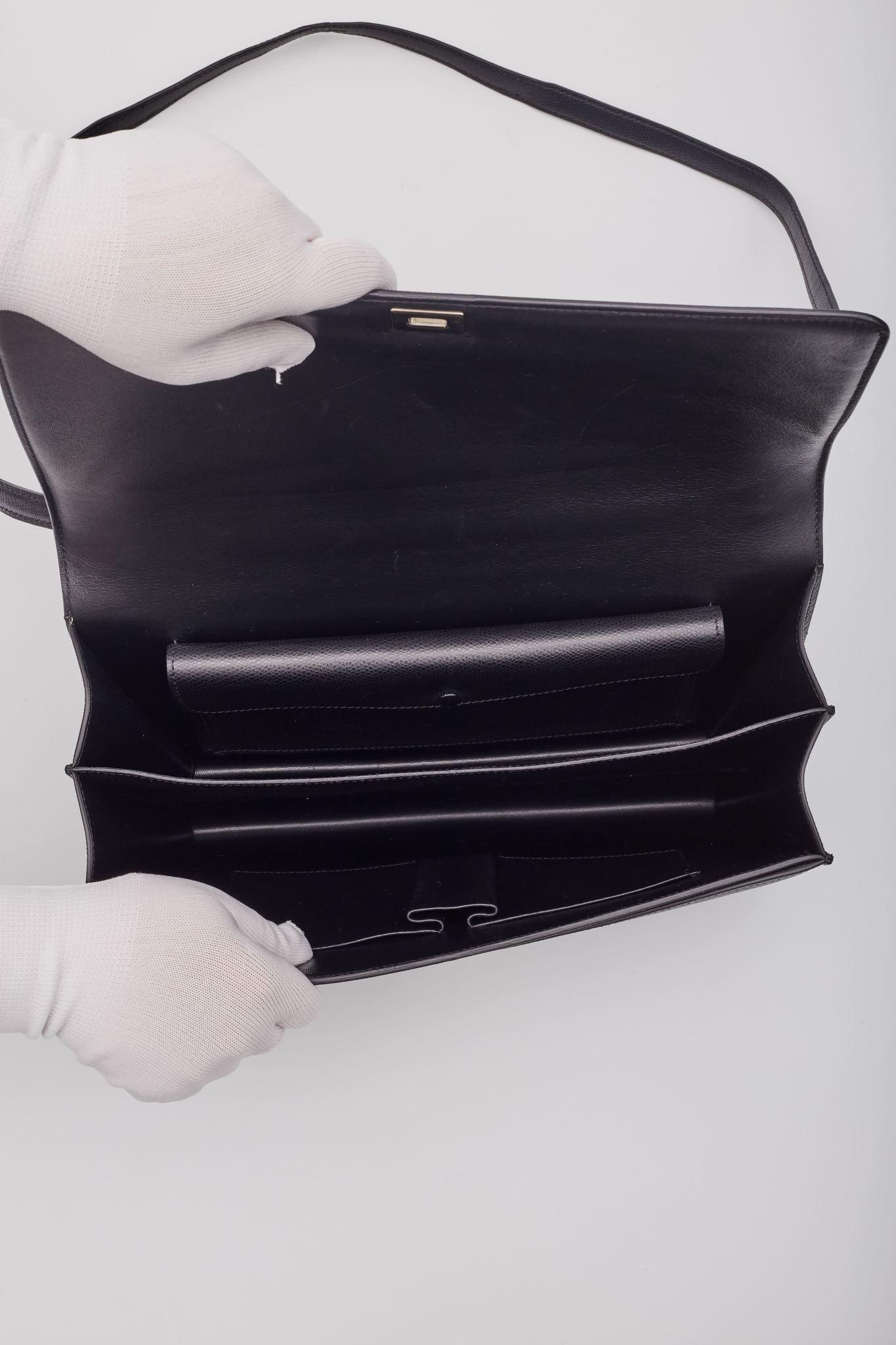 Celine Textured Leather Black Case Flap Bag Medium For Sale 5