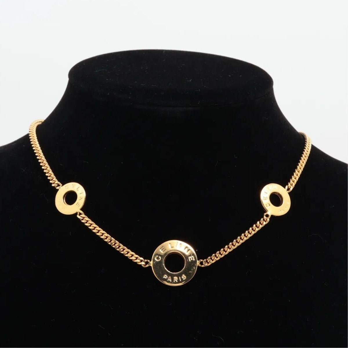 Celine Three Round Logo Necklace For Sale 3