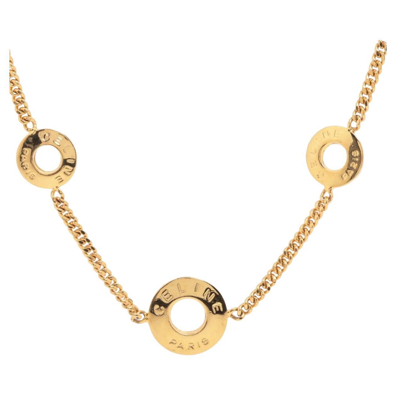 Celine Three Round Logo Necklace For Sale