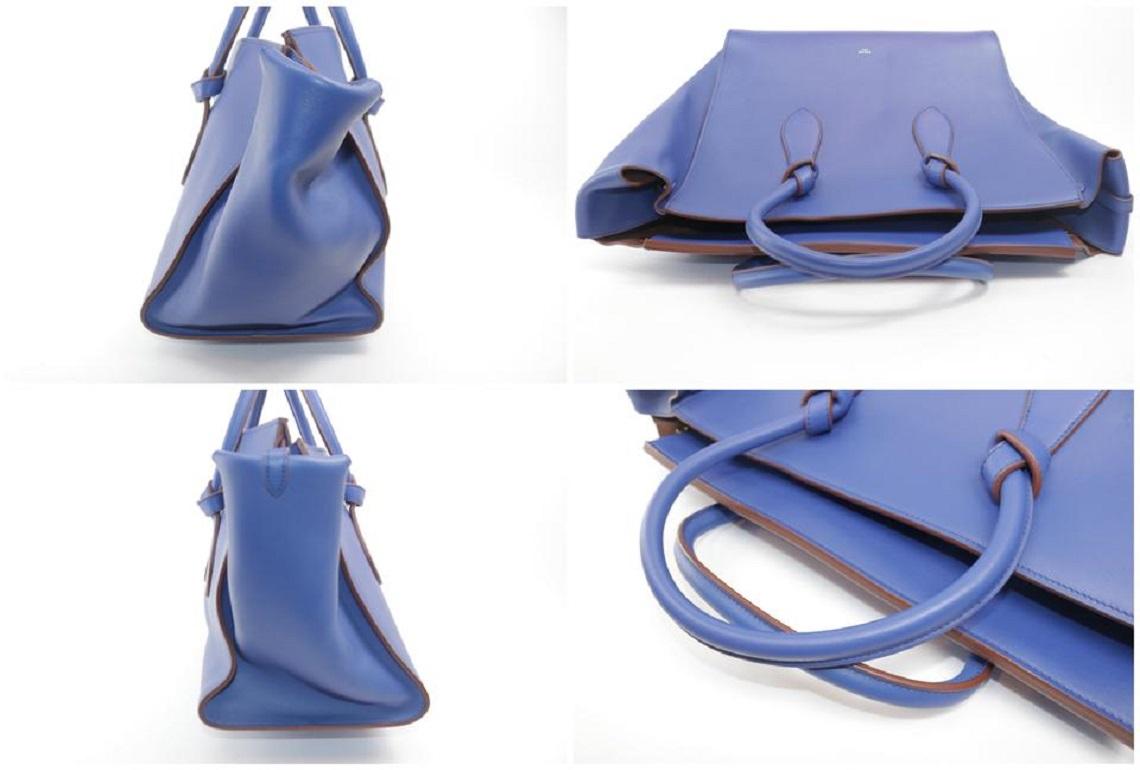 Céline Tie Knot 1ck1204 Blue Calfskin Leather Tote For Sale 2