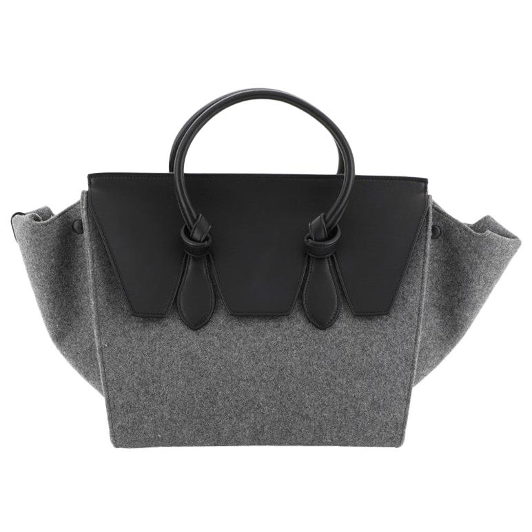 Celine Tie Knot Tote Leather And Felt Small