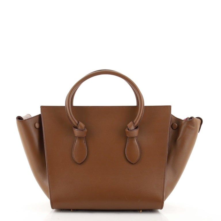 KNOT BAG - LEATHER TOP HANDLE BAG in brown