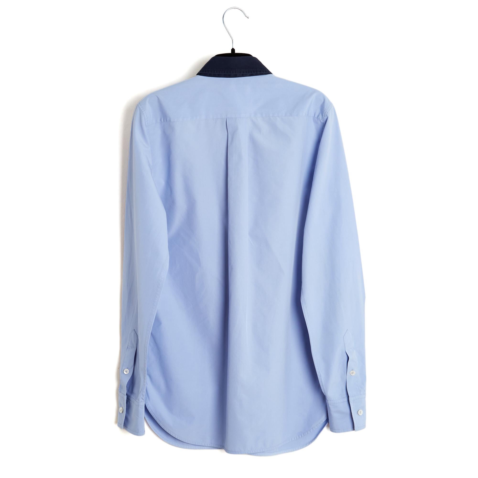 Céline Top Chemise FR36 Phoebe Philo 2 Tones Blue Cotton Shirt UK8 US6 Celine For Sale 1
