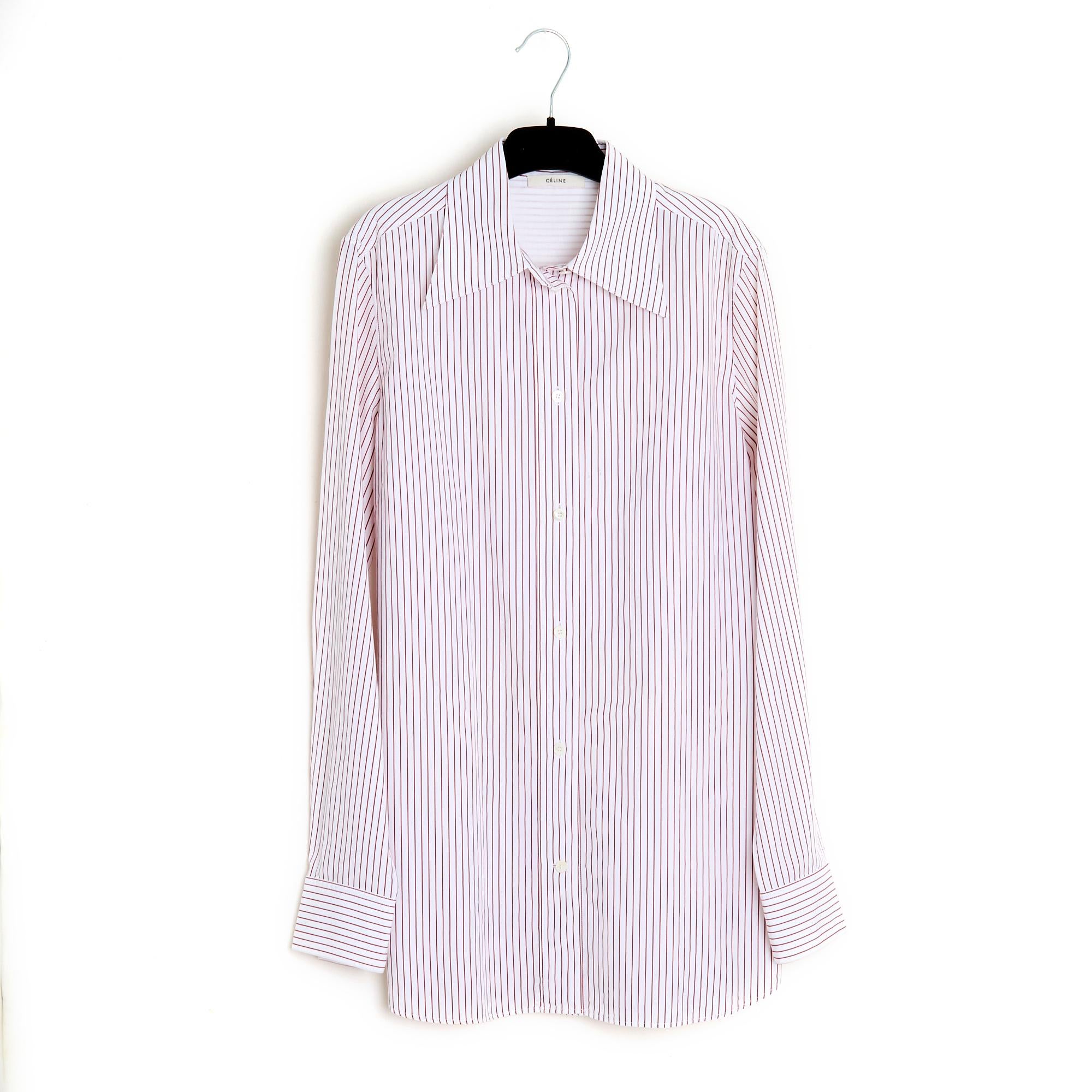Celine Top FR38 Phoebe Philo Poplin Pinstripe Shirt UK10 US8 For Sale 1