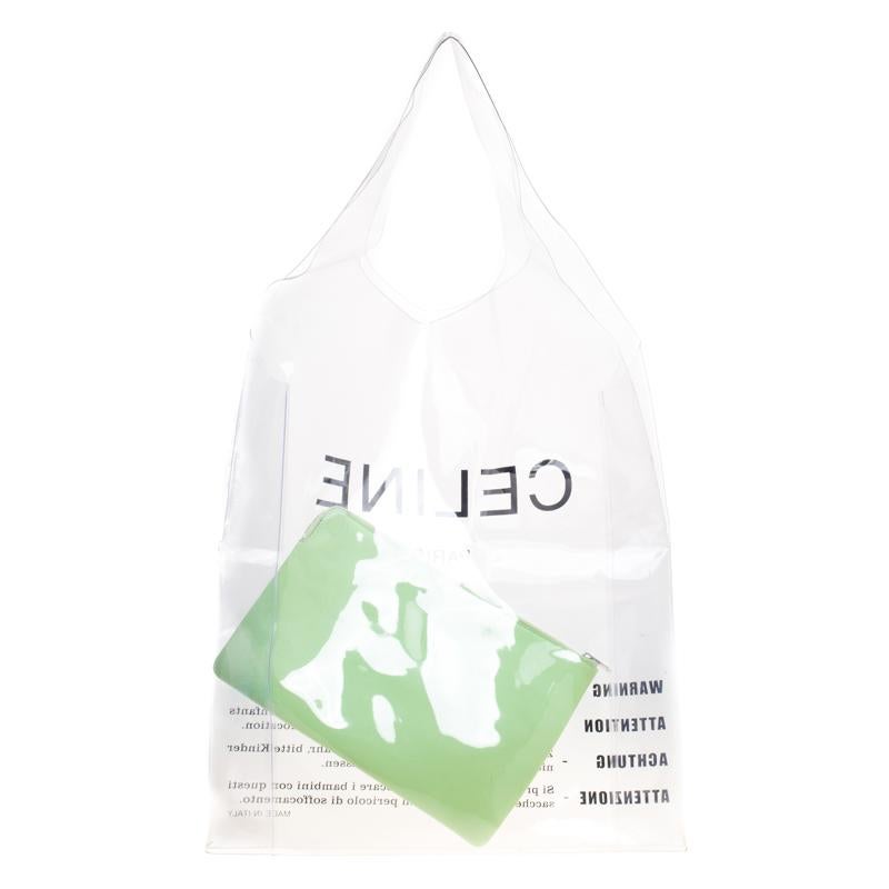 This creation from Celine's Spring 2018 runway is for fashion enthusiasts around the world. It is basically a transparent plastic bag printed with the brand's logo and some advisory warnings. It is accompanied by a leather pouch that can be used to