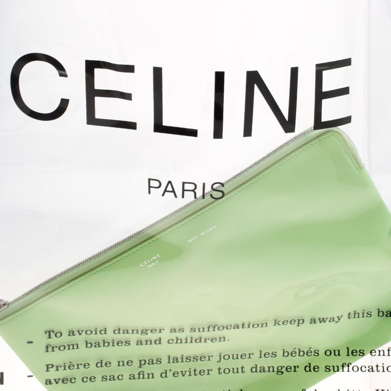 Gray Celine Transparent Plastic Bag with Zip Pouch Clutch