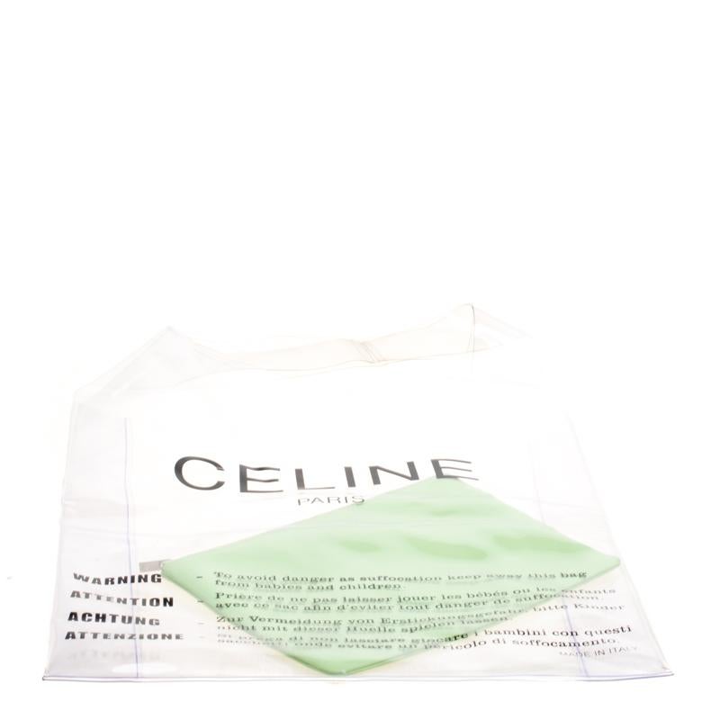 Celine Transparent Plastic Bag with Zip Pouch Clutch In Good Condition In Dubai, Al Qouz 2