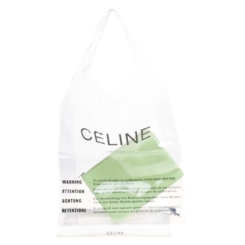 Celine Transparent Plastic Bag with Zip Pouch Clutch 2