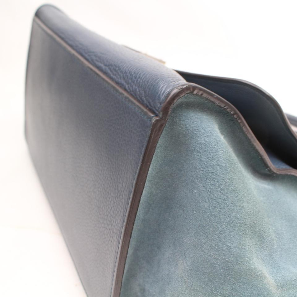 Céline Trapeze 872001 2way Blue Leather Shoulder Bag For Sale 7