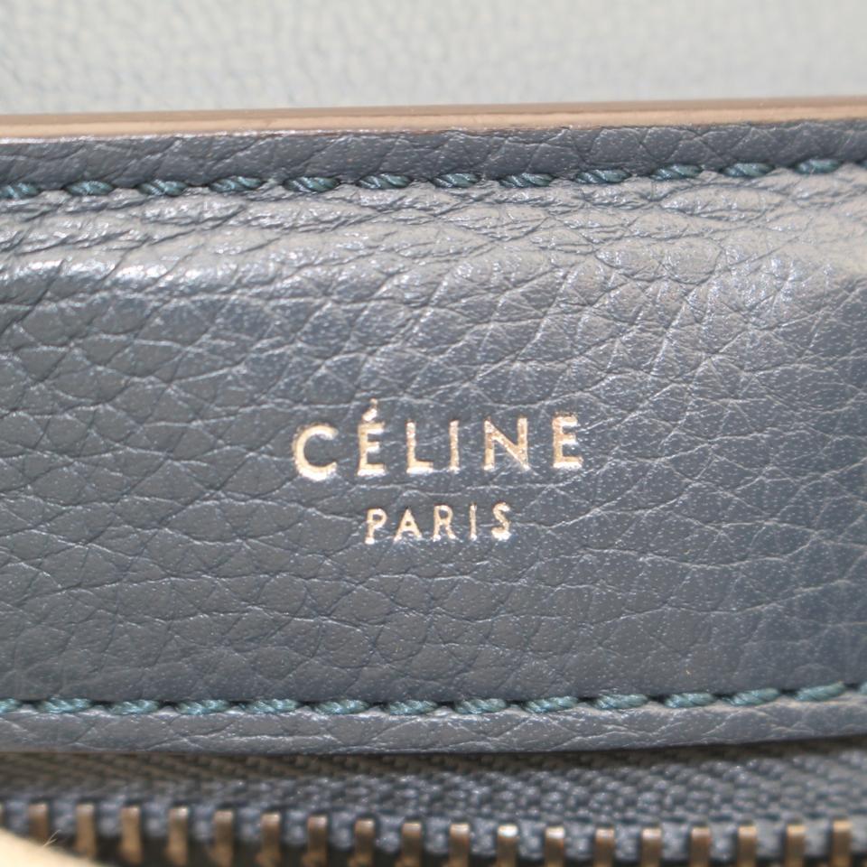 Gray Céline Trapeze 872001 2way Blue Leather Shoulder Bag For Sale
