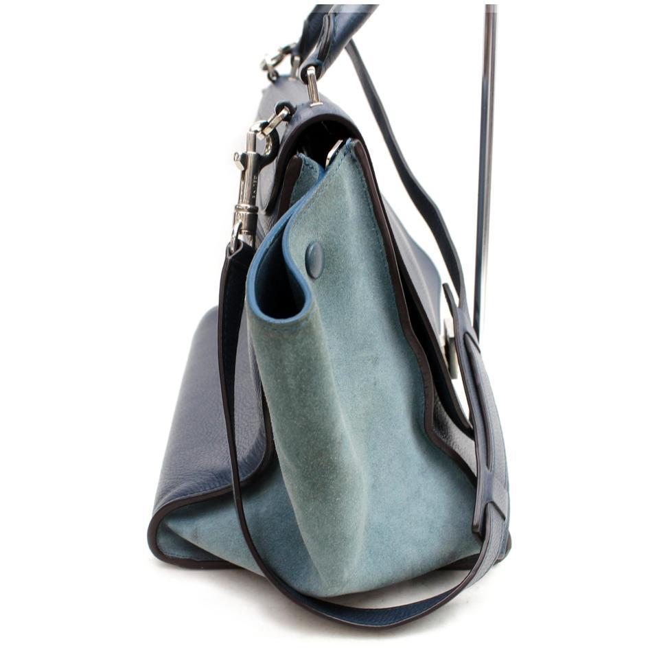 Céline Trapeze 872001 2way Blue Leather Shoulder Bag For Sale 2