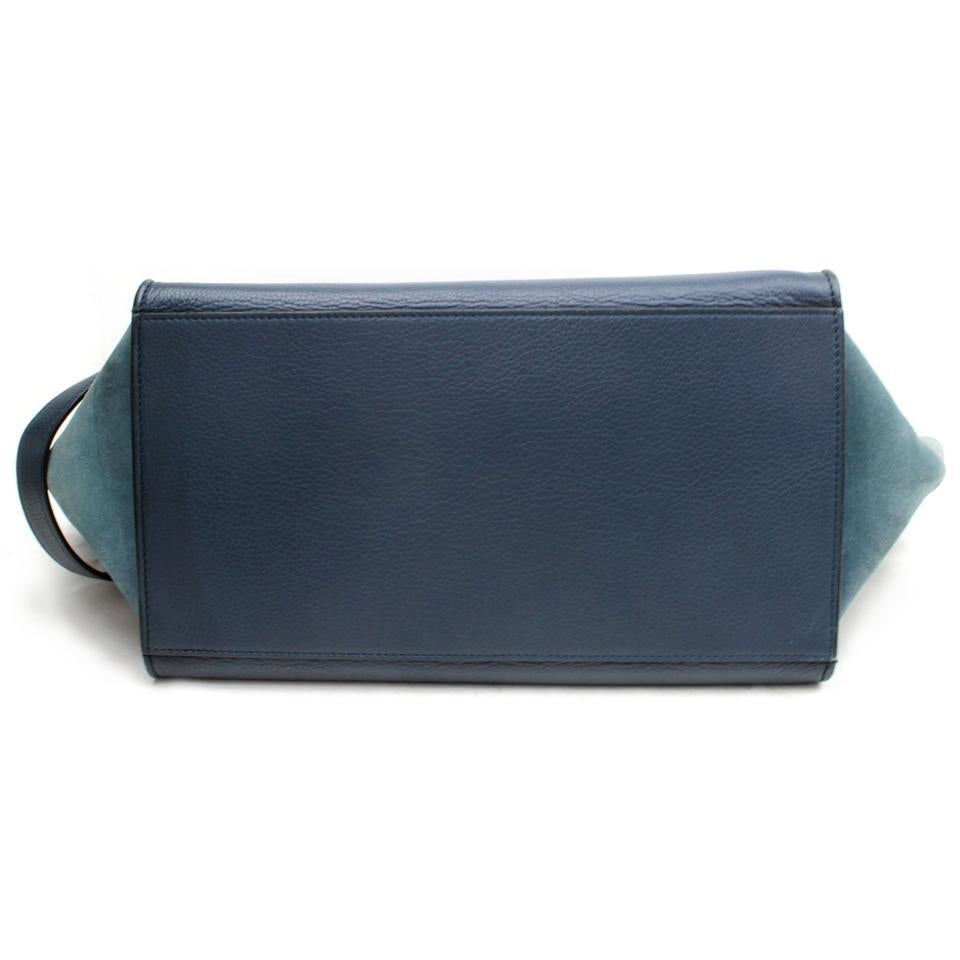 Céline Trapeze 872001 2way Blue Leather Shoulder Bag For Sale 3