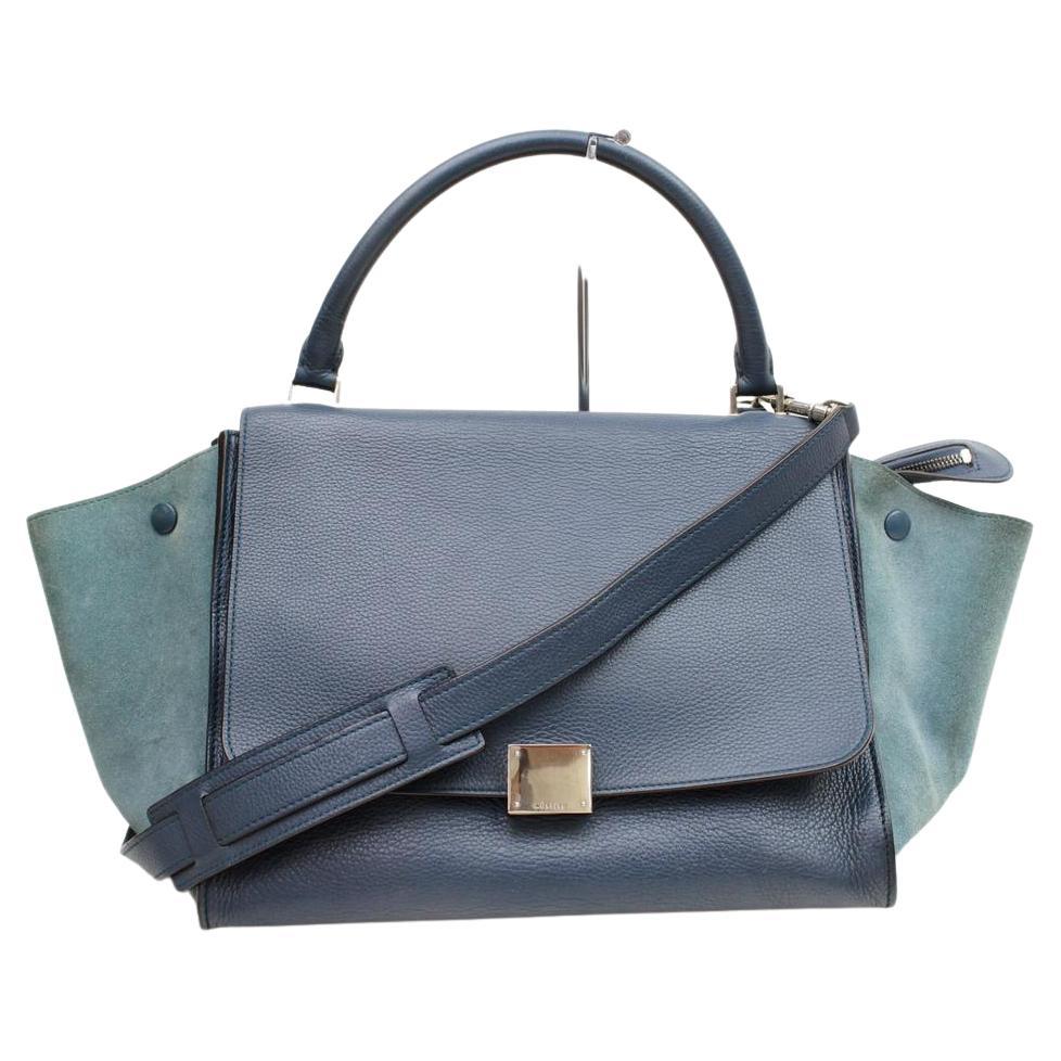 Céline Trapeze 872001 2way Blue Leather Shoulder Bag For Sale