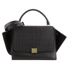 Celine Trapeze Bag Crocodile Embossed Leather Medium