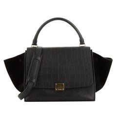 Celine Trapeze Bag Crocodile Embossed Leather Medium