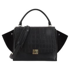 Celine Trapeze Bag Crocodile Embossed Leather Medium