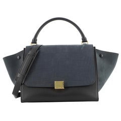 Celine Trapeze Bag Crocodile Embossed Nubuck Medium