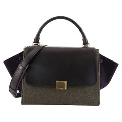 Trapeztasche aus Leder und Filz, klein
