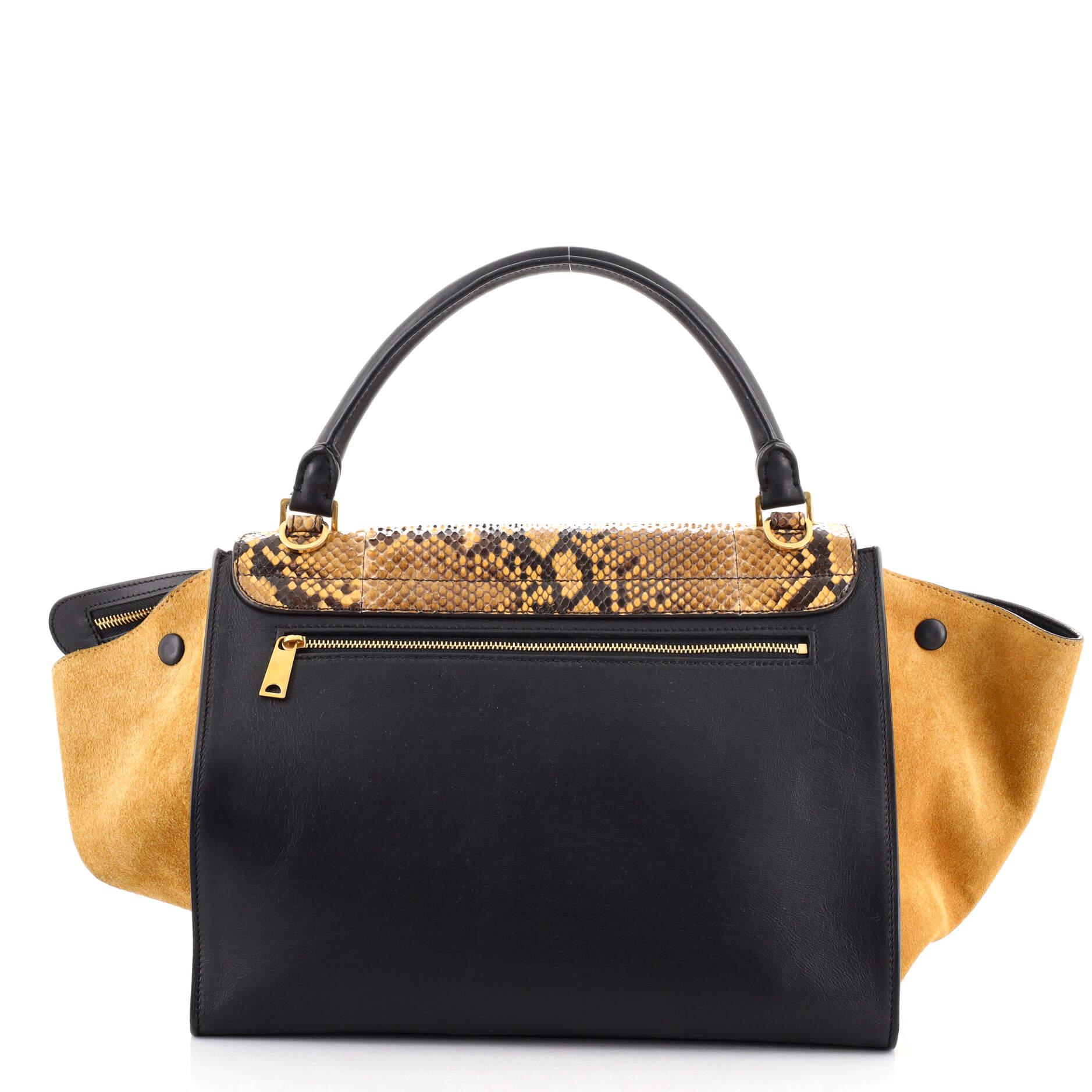 Marron Sac trapèze Celine en python et cuir moyen