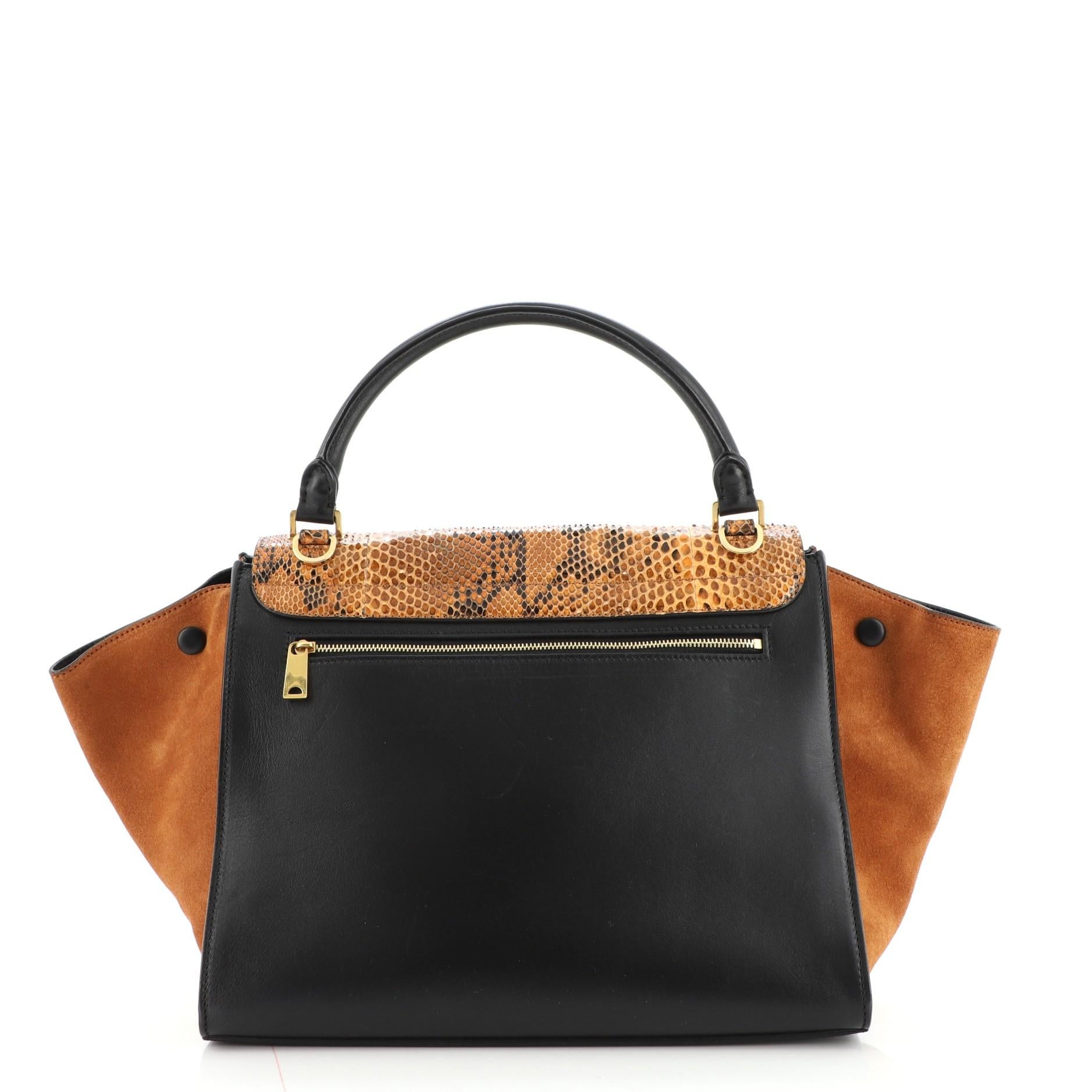 Celine Trapeztasche aus Python und Leder Medium im Zustand „Gut“ in NY, NY