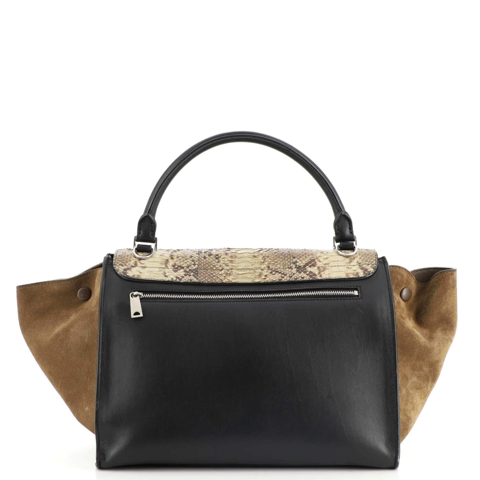 metallic-accent strap trapeze bag