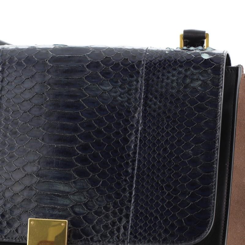 Black Celine Trapeze Bag Python and Leather Medium