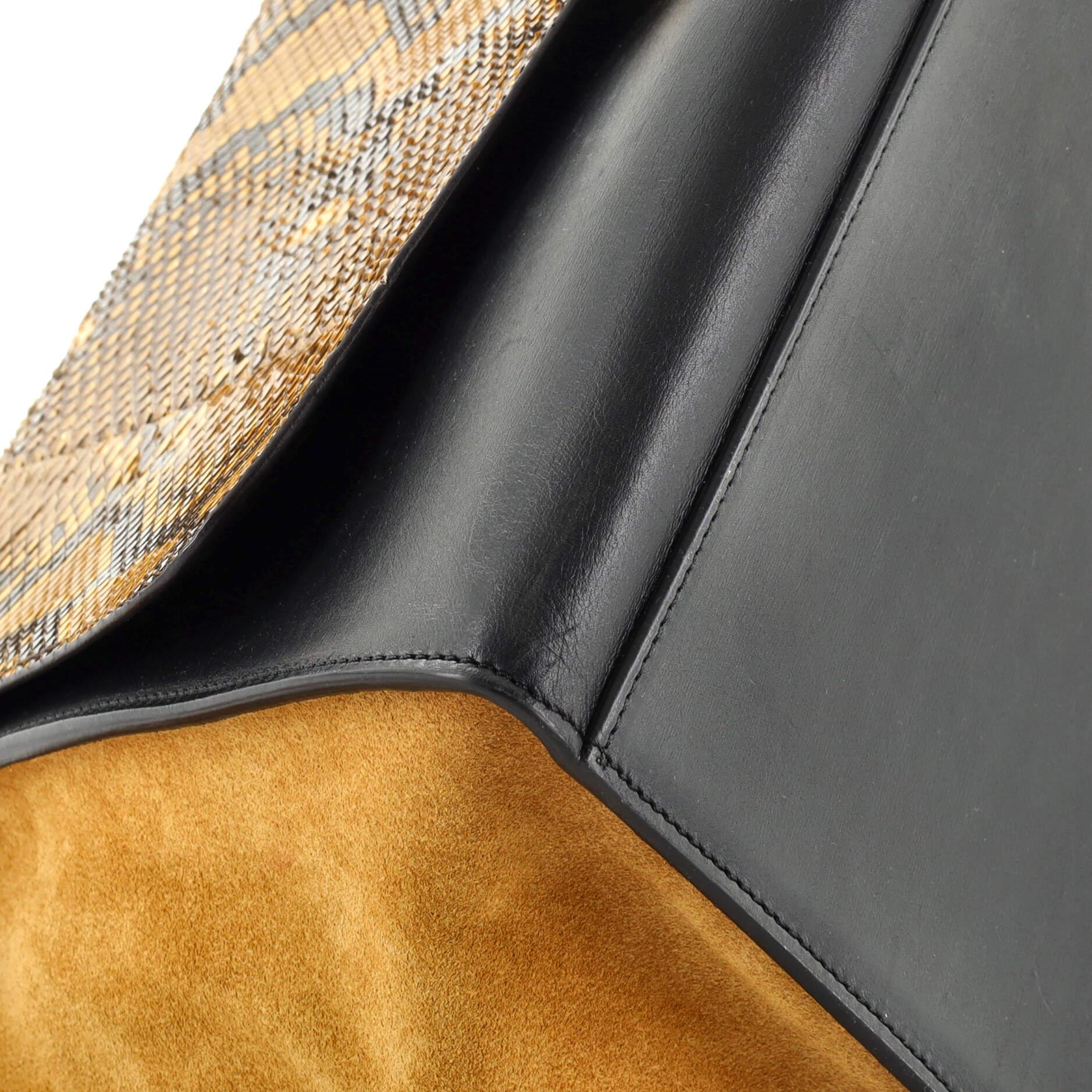 Sac trapèze Celine en python et cuir moyen 1