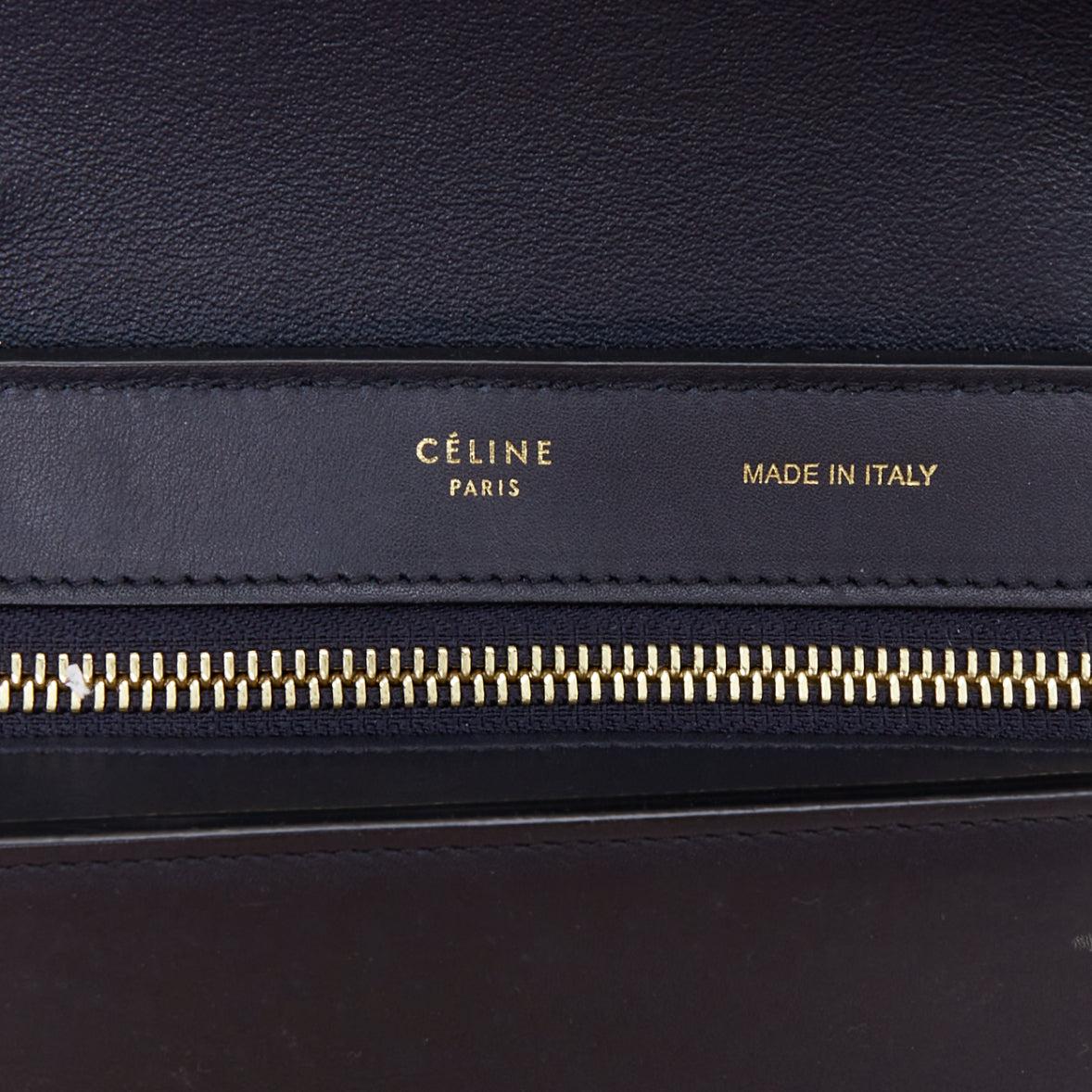 CELINE Trapeze beige scaled leather flap navy brown gold hardware bag For Sale 4