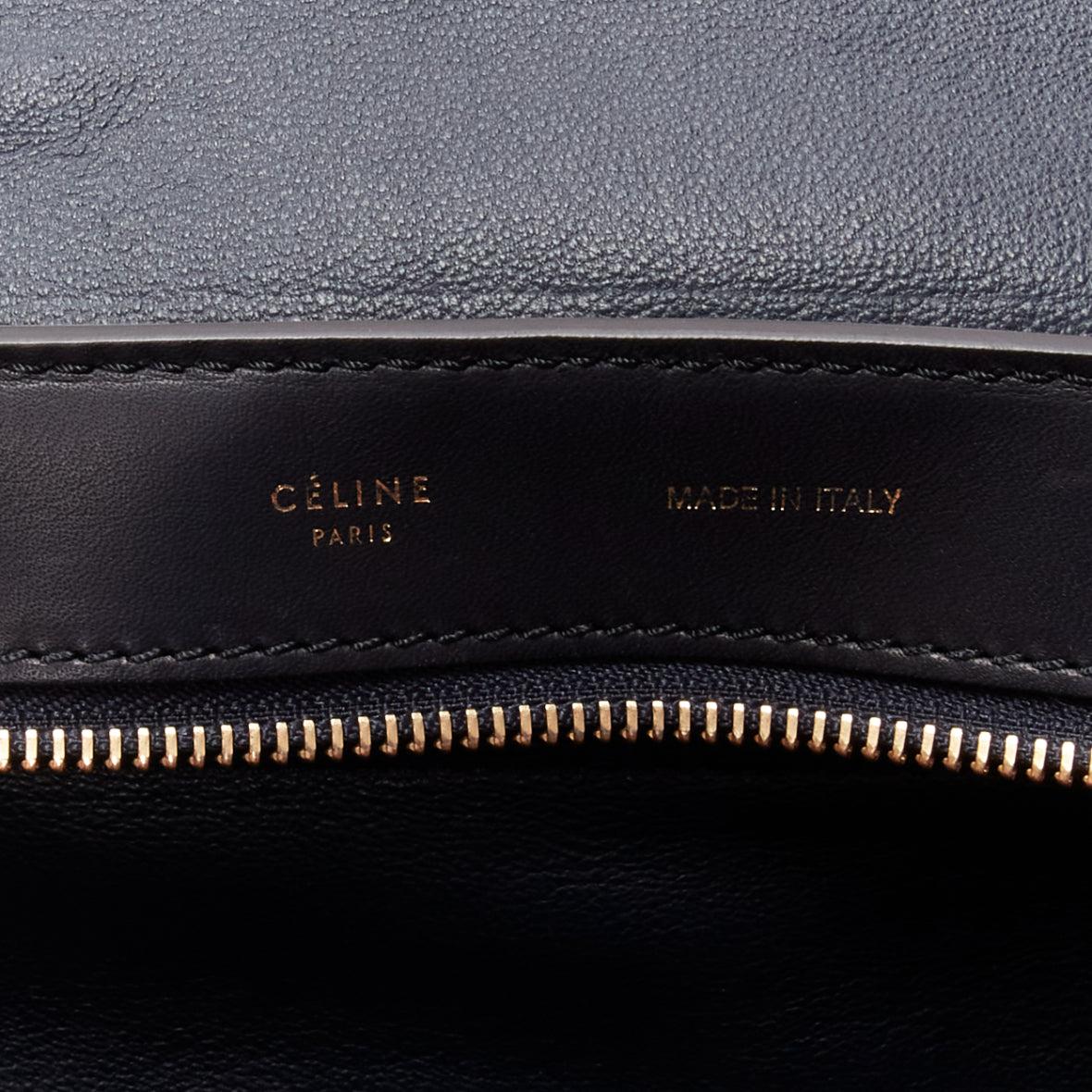 CELINE Trapeze black soft suede leather panels GHW satchel tote bag 6
