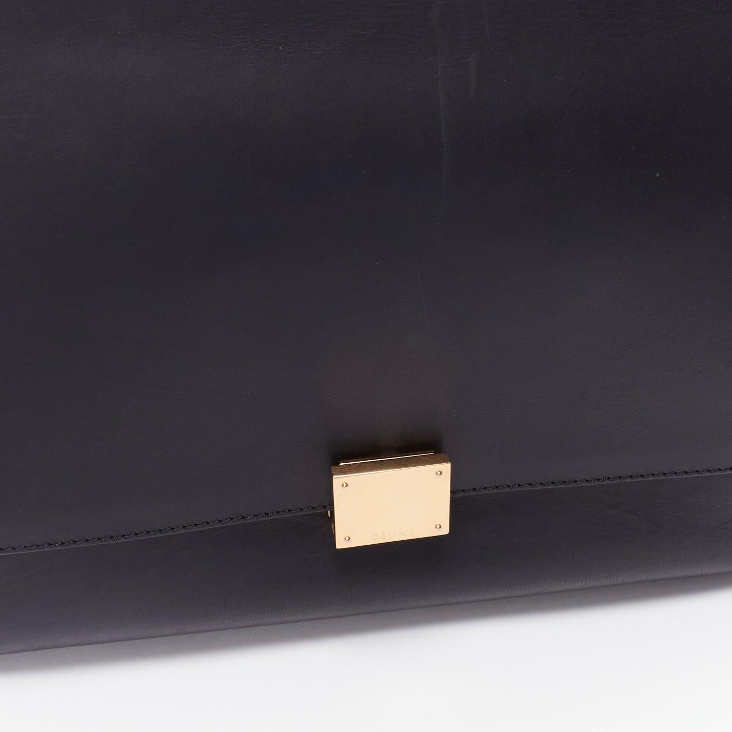 CELINE Trapeze black soft suede leather panels GHW satchel tote bag 3