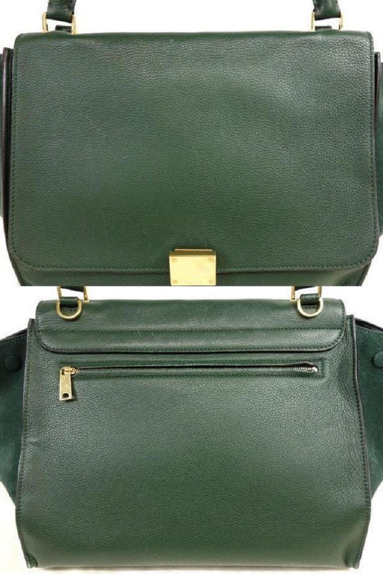 Céline Trapeze Cel Trapeze-232953 Dark Green Leather X Suede Weekend/Travel Bag For Sale 4