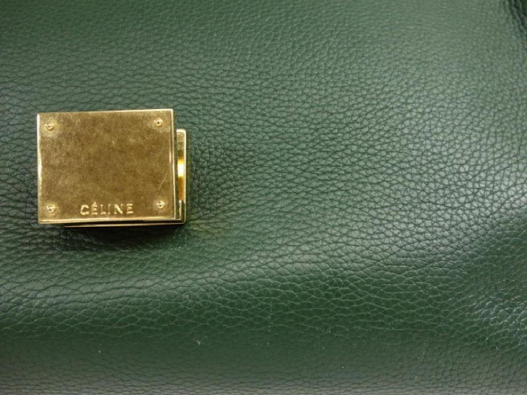 Céline Trapeze Cel Trapeze-232953 Dark Green Leather X Suede Weekend/Travel Bag For Sale 2