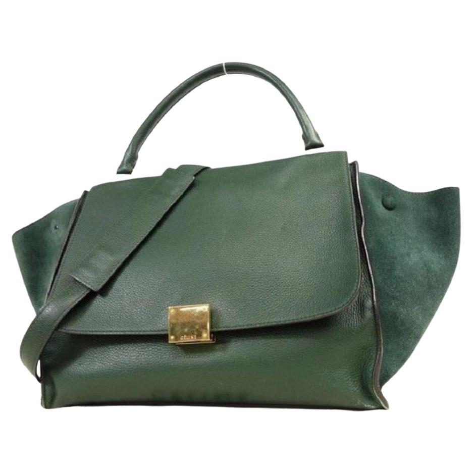 Céline Trapeze Cel Trapeze-232953 Dark Green Leather X Suede Weekend/Travel Bag For Sale
