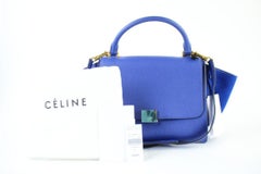 Céline Trapeze Drummed Calfskin Suede Small 819cet1 Blue Leather Shoulder Bag