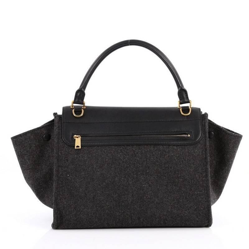 Celine Trapeze Handbag Leather and Felt Medium In Good Condition In NY, NY