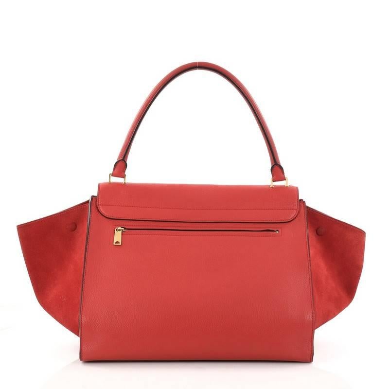 Red Celine Trapeze Handbag Leather Large 