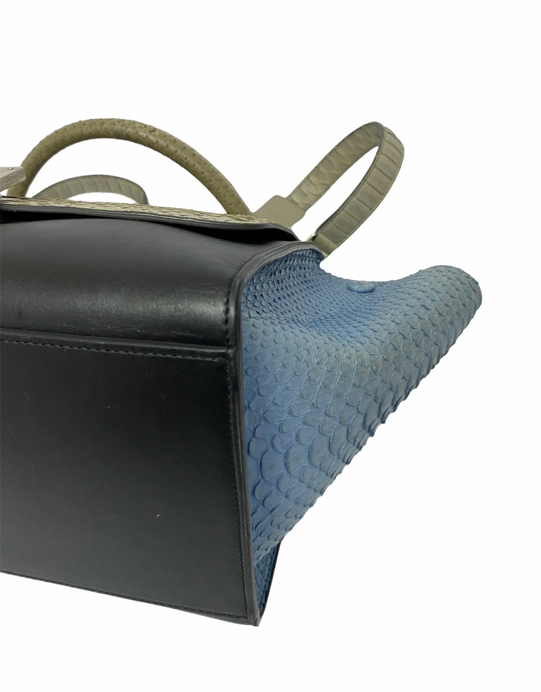 Celine Trapeze Python Handbag in Blue, Gray and Black Colors 1