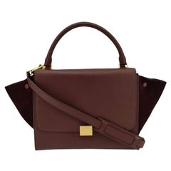 CÉLINE Trapeze Shoulder bag in Burgundy Leather