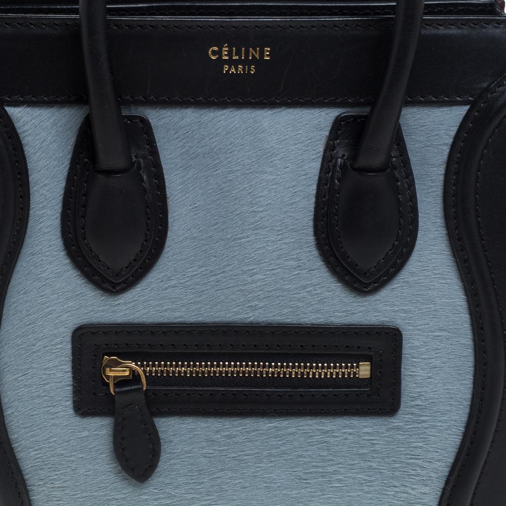 Celine Tri Color Calf Hair and Leather Nano Luggage Tote 5