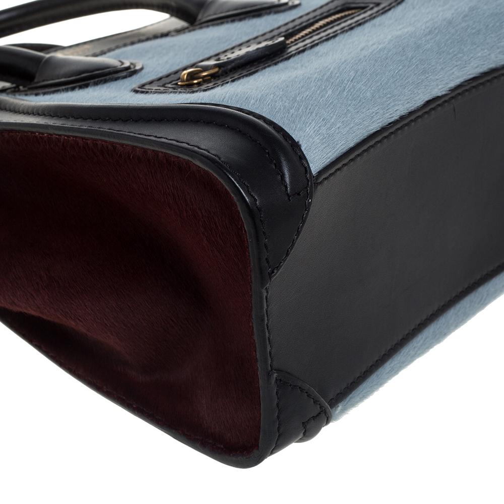 Celine Tri Color Calf Hair and Leather Nano Luggage Tote 2
